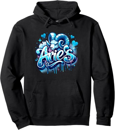 Blue Aries Zodiac Star Sign Pullover Hoodie - Aries Hoodie for men