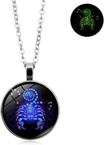 Spirit Necklace Zodiac, Serene Manifestation Necklace, Zodiac Pendant Necklace, 12 Constellation Luminous Stone Couple Necklace, Gift Ideal For Horoscope Lovers. - Scorpio Products for men