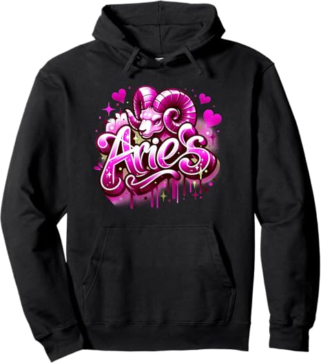 Pink Aries Zodiac Star Sign Pullover Hoodie - Aries Hoodie for men