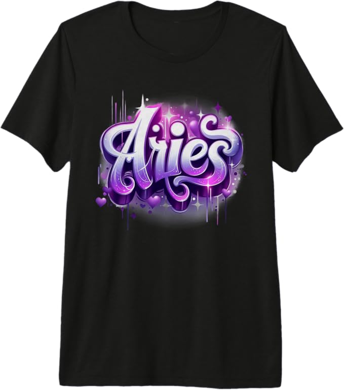 Pink & Purple Aries Zodiac Star Sign Premium T-Shirt - Aries T-Shirt for men