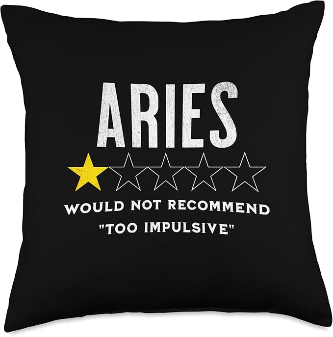 Funny star rating & Criticism of zodiac sign Aries Throw Pillow - Aries Pillow for men