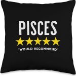 Funny star rating & Criticism of zodiac sign pisces Throw Pillow - Pisces Pillow for men