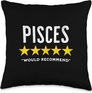 Funny star rating & Criticism of zodiac sign pisces Throw Pillow - Pisces Pillow for men