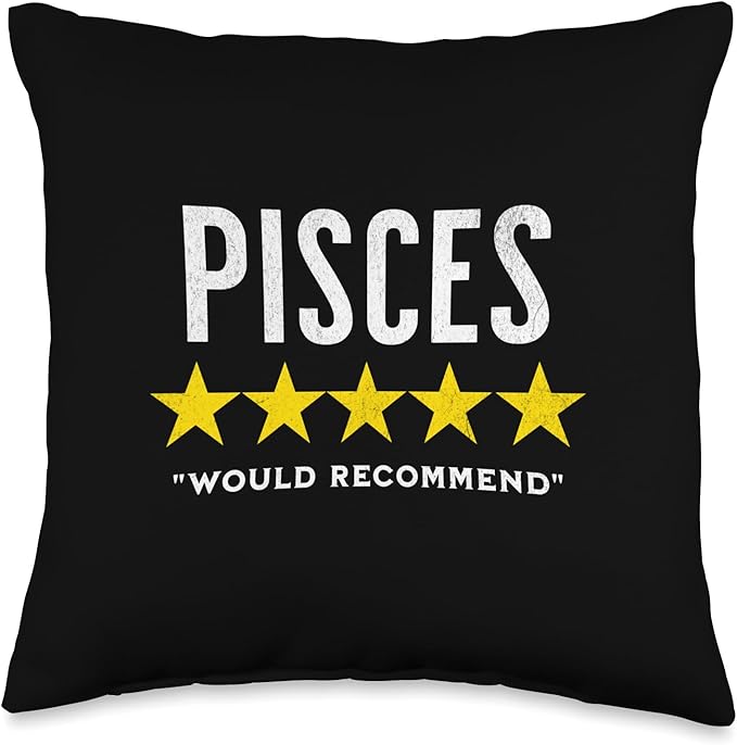 Funny star rating & Criticism of zodiac sign pisces Throw Pillow - Pisces Pillow for men