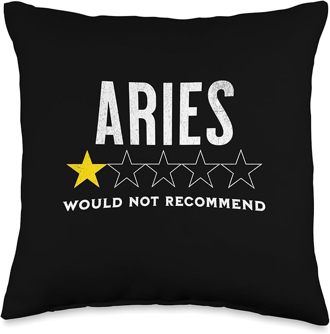 Funny star rating & Criticism of zodiac sign Aries Throw Pillow - Aries Pillow for men