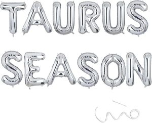 Taurus Season Banner, Zodiac Astrology Birthday Party Decorations, April May Birthday Banner,Silver Balloon,16inch - Taurus Products for men