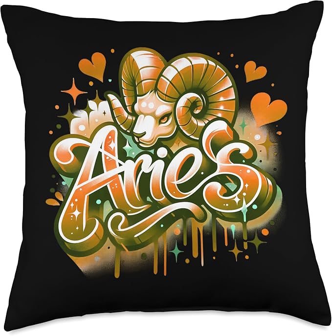 Orange Aries Zodiac Star Sign Throw Pillow - Aries Pillow for men