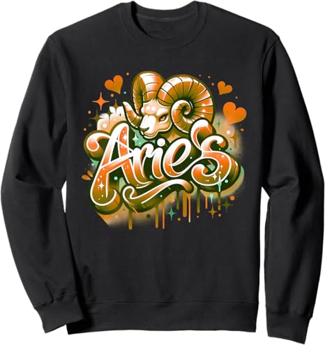 Orange Aries Zodiac Star Sign Sweatshirt - Aries Sweatshirt for men