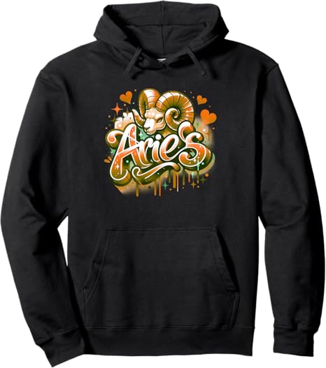 Orange Aries Zodiac Star Sign Pullover Hoodie - Aries Hoodie for men