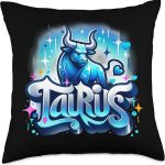 Blue Taurus Zodiac Star Sign Throw Pillow - Taurus Pillow for men