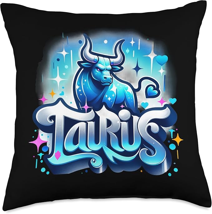 Blue Taurus Zodiac Star Sign Throw Pillow - Taurus Pillow for men