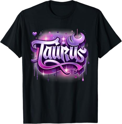 Pink & Purple Taurus Zodiac Star Sign T-Shirt - Taurus Products for men