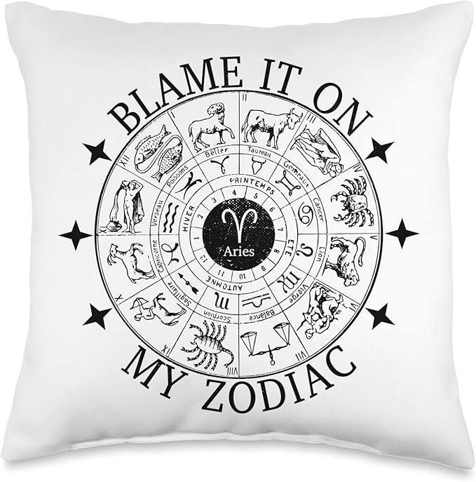Blame It On My Zodiac Aries Sign Birthday Horoscope Funny Throw Pillow - Aries Pillow for men