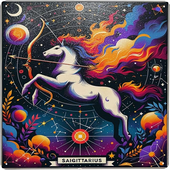 Sagittarius Zodiac Sign Tin Sign Celestial Archer Themed Wall Art,Astrological Metal Decor For Home Office,Vintage Horoscope Poster For Star Sign Enthusiasts,Ideal Gift For Astrology Lovers 12x12inch - Sagittarius Home Decor for men