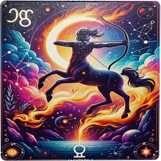 Sagittarius Archer Zodiac Sign Vintage Tin Wall Art Star Sign Astrology Home Decor,Metal Tinplate Poster Plaque For Indoor Outdoor,Mystical Celestial Decor For Living Room,Bar,Cafe,Man Cave 12x12inch - Sagittarius Home Decor for men