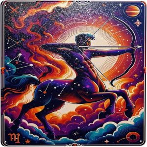 Sagittarius Centaur Archer Zodiac Metal Tin Sign Astrology Horoscope Wall Art,Cosmic Star Sign Decor For Home,Bedroom,Bar,Vintage Celestial Poster,Unique Gift For Astro Lovers & Collectors 8x8inch - Sagittarius Home Decor for men