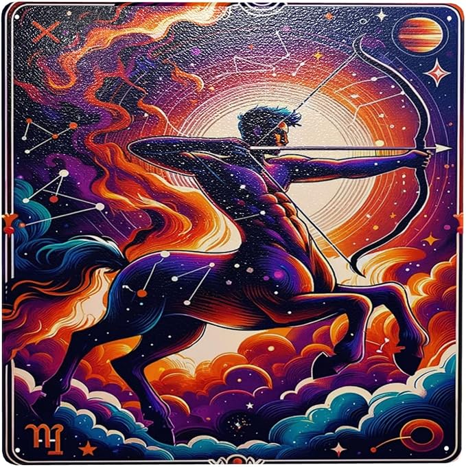 Sagittarius Centaur Archer Zodiac Metal Tin Sign Astrology Horoscope Wall Art,Cosmic Star Sign Decor For Home,Bedroom,Bar,Vintage Celestial Poster,Unique Gift For Astro Lovers & Collectors 12x12inch - Sagittarius Home Decor for men