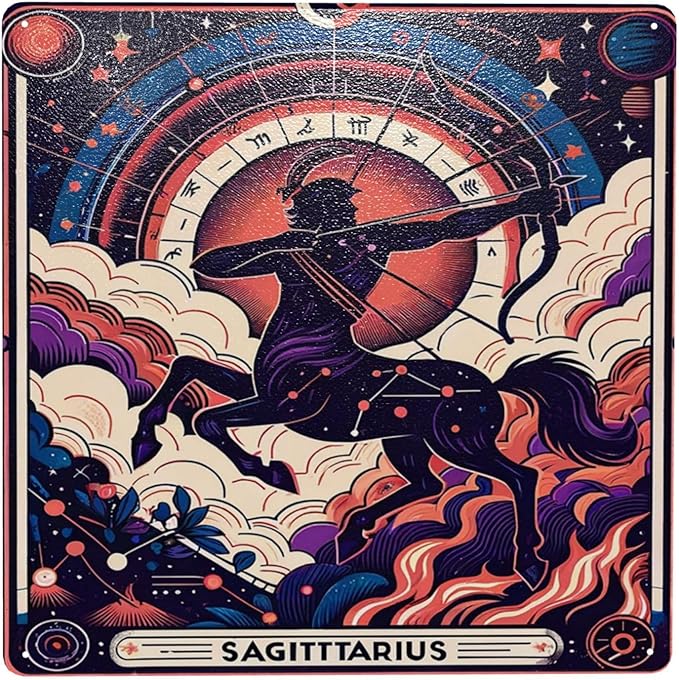 Sagittarius Centaur Zodiac Astrology Vintage Metal Signs Wall Art Decor Cosmic Star Sign Decor Tin Sign For Indoor Outdoor,Mystical Archer Horoscope Wall Pediment For Home,Bar,Man Cave,Gifts 12x12inch - Sagittarius Home Decor for men