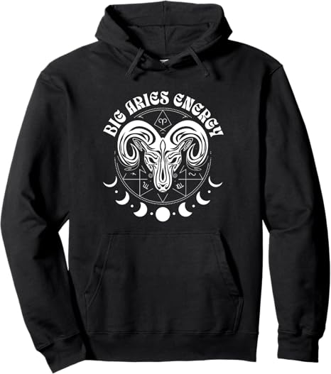 Big Aries Energy Astrology Zodiac Sign Pullover Hoodie - Aries Hoodie for men
