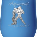 Aquarius Wine Glass, Metallic Zodiac sign 12oz Aquarius Wine Tumbler, Aquarius Sign Mug, Wine glass for Aquarius Dad Mom for birthday Christmas - Aquarius Mug for men