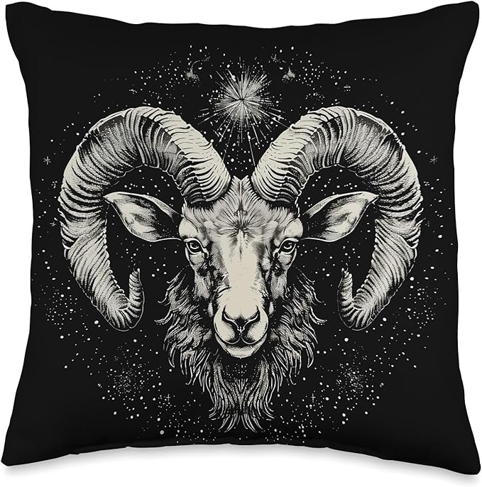 Aries Head Astrology Zodiac Sign Aries Throw Pillow - Aries Pillow for men