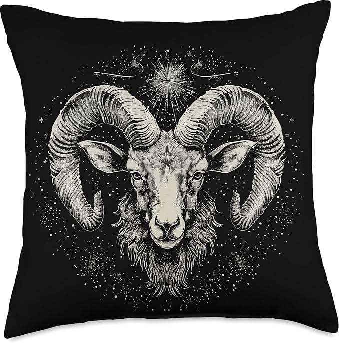 Aries Head Astrology Zodiac Sign Aries Throw Pillow - Aries Pillow for men