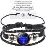 Zodiac Signs Spirit Bracelet Multilayer Adjustable 12 Constellation Black Leather Bracelet Handmade Woven Zodiac Sign Wrap Bracelet Birthday Jewelry Gifts for Women Men - Taurus Products for men