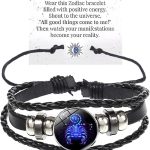 Zodiac Signs Spirit Bracelet Multilayer Adjustable 12 Constellation Black Leather Bracelet Handmade Woven Zodiac Sign Wrap Bracelet Birthday Jewelry Gifts for Women Men - Scorpio Accessories for men