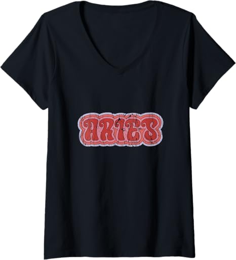 Womens 70s year Aries Zodiac Sign Aries V-Neck T-Shirt - Aries T-Shirt for men