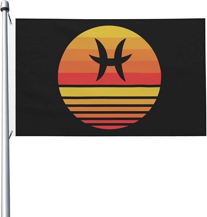 Zodiac Sign Pisces Symbol Flag 3x5 Ft Double-Sided Durable Outdoor Banner Home Party Welcome Flag Patio Decor Flag - Pisces Home Decor for men
