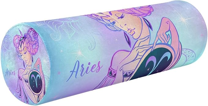 Zodiac-Sign-Aries Memory Foam Cervical Neck Pillow, Neck Roll Pillow for Sleeping, Round Cylinder Pillow for Knee Leg Neck Support - Aries Pillow for men