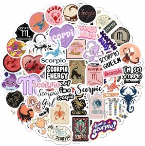 BulbaCraft 100Pcs Laptop Stickers Scorpio (Zodiac) for Water Bottle and Laptop - Scorpio Party Favors & Decorations, Waterproof Vinyl Astrology Decals, Gifts for Women & Men - Scorpio Sticker for men