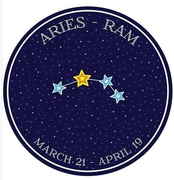 Aries Constellation Stars Horoscope Vintage Round Metal Aluminum Tin Sign Door Signs Exterior Home Cave Garage bar Country Poster Club Wall Plaque Decoration Retro Aluminum Sign 12x12 Inch - Aries Poster for men