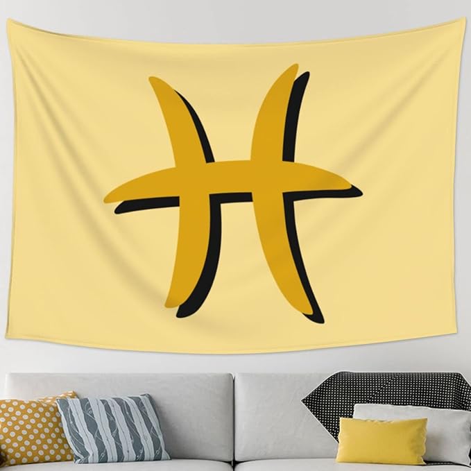 POOEDSO Zodiac Sign Pisces Symbol Tapestry 90 X 60inch Wall Hanging Aesthetic Home Decor Tapestries For Bedroom Living Room Dorm Wall Art - Pisces Home Decor for men