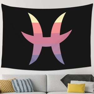POOEDSO Zodiac Sign Pisces Symbol Tapestry 90 X 60inch Wall Hanging Aesthetic Home Decor Tapestries For Bedroom Living Room Dorm Wall Art - Pisces Home Decor for men