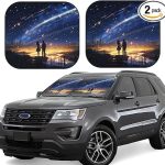2 Piece Windshield Sun Shade Foldable Car Front Window Sunshades Portable Lovers Starlight Night Print Sun Visor Mat Keep Your Vehicle Cool for Most Sedans SUV Truck Large - Aries Car Ornament for men