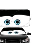 Gven Windshield Sun Shade, Car Sun Shade for Front Window Funny Car Eyes Sunshades Sun Visor Protector Blocks UV Rays Foldable 210T Keep Your Vehicle (Eyes-Black, S + Sunflower, S) - Aries Car Ornament for men