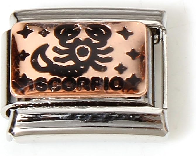 Sexy Sparkles Zodiac Constellation Italian-Style Charm Link – 304 Stainless Steel 10mm x 9mm Modular Bracelet Link, Customizable Jewelry Accessory - Scorpio Accessories for men