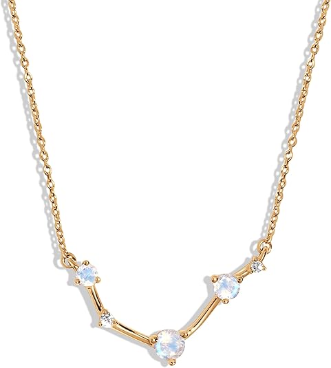 Moonstone Necklaces for women | Zodiac Constellation | 925 Sterling Silver | 18k Rose Gold | Yellow Gold | Rainbow Moonstone jewelry for women | Authentic Rainbow Crystal Jewelry - Aries Necklace for men