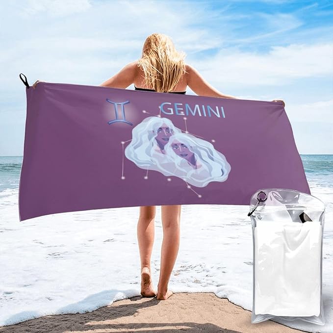 Gemini Zodiac Sign Bath Towels 31.5"x63" Inch Super Soft Quick Dry Bath Towel Travel Gym Beach Towel Picnic Yoga Blankets - Gemini Blanket for men