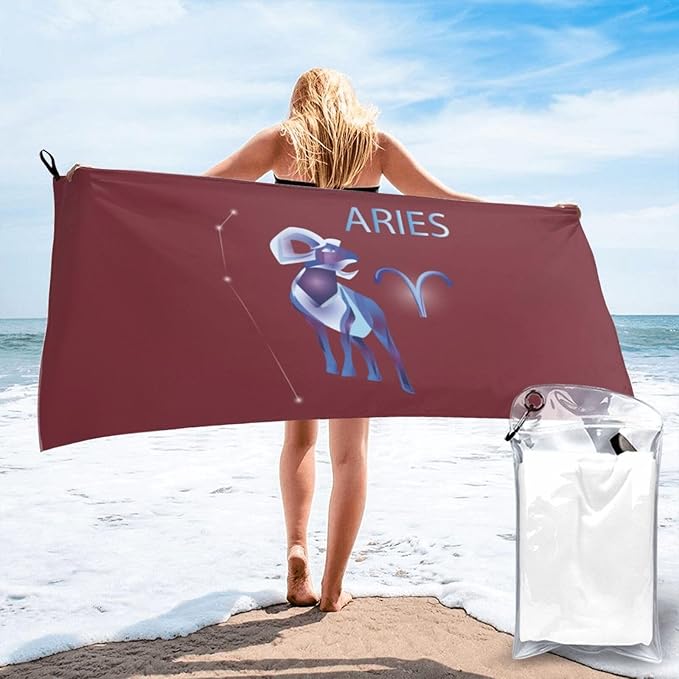 Aries Zodiac Sign Bath Towels 31.5"x63" Inch Super Soft Quick Dry Bath Towel Travel Gym Beach Towel Picnic Yoga Blankets - Aries Blanket for men