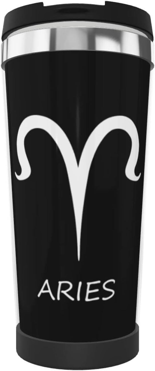 Aries Sign Coffee Travel Mug Stainless Steel Straw Travel Tumbler Vacuum Insulated Keep Cold - Aries Mug for men