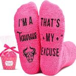 HAPPYPOP Zodiac Constellation Horoscope Gifts - Fuzzy Space Galaxy Birthday Astrology Socks - Taurus Products for men