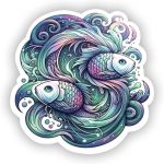 Dreamy Pisces Fish Zodiac Decal – Ideal for Laptops, Cars, Windows, Bumpers, Waterproof & Mystical Sticker, Auto and Truck Adornment, Water Sign Themed (4") - Pisces Car Accessories for men
