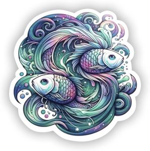 Dreamy Pisces Fish Zodiac Decal – Ideal for Laptops, Cars, Windows, Bumpers, Waterproof & Mystical Sticker, Auto and Truck Adornment, Water Sign Themed (4") - Pisces Car Accessories for men