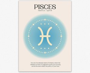 Wallbuddy Pisces Astrological Aura Poster | Celestial Constellation Aesthetic Wall Decor Gifts for Pisces Women Unframed Art Prints | Star Sign Spiritual Home Decor Posters & Prints (12x16 inches) - Pisces Canvas for men
