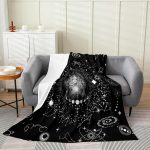 Erosebridal Virgo Blanket Blanket Throw 50x60 inch Black White Constellations Celestial Fleece Blanket,Horoscope Hippie Moon Phase Throw Blanket,Trippy Mystic Nebula Flannel Blanket for Office Chair - Virgo Blanket for men