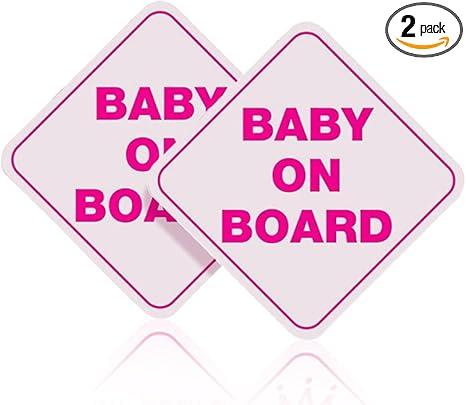2PCS Baby On Board Sticker Decal for Cars, Vinyl Bumper Sticker, Removable Baby Safety Warning Signs, No Magnets & No Paint Damage (Pink) - Aries Sticker for men