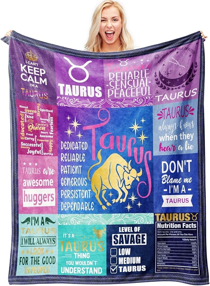 Taurus Gifts for Women – Zodiac Throw Blanket 50"x60" – Soft Astrology Fleece Blanket for Taurus Girls, Teens & Moms – Cozy Birthday Idea - Taurus Products for men