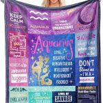 Aquarius Gifts for Women – Zodiac Throw Blanket 50"x60" – Soft Astrology Fleece Blanket for Aquarius Girls, Teens & Moms – Cozy Birthday Idea - Aquarius Pillow for men
